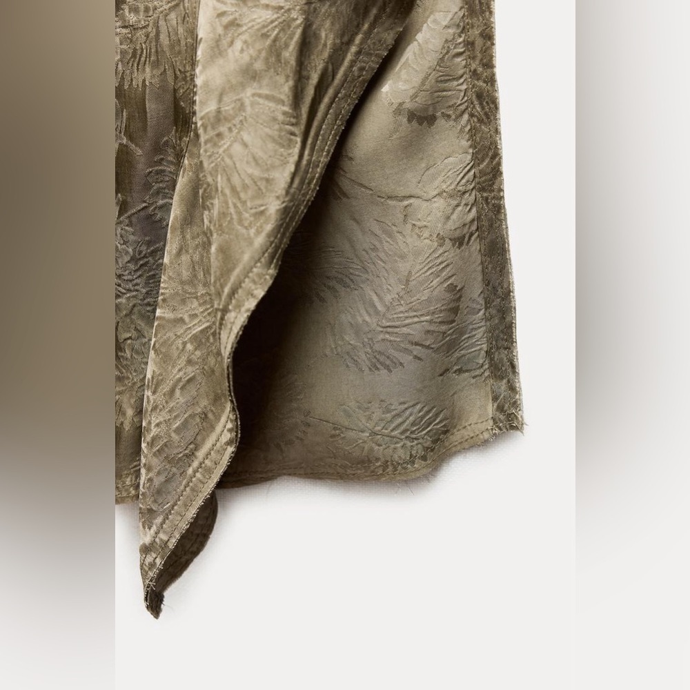NWT. Zara ZW Collection 100% Viscose Khaki Asymmetrical Midi Dress. Size M. - Picture 8 of 12